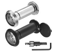 2 Pcs Door Viewer with Privacy Cover, 200° Wide Angle Spy Hole for Front Door Peephole Viewer Security for 35-60 mm Thick Doors, for Home Office Hotel, with Hole Drill, Black/Silver