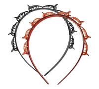 2 Pcs Double Bangs Hairstyle Hairpin Clip Headbands Multi-Layer Toothed Hair Band with Clips Attached Non-Slip for Women Girls Fashion Braid Tool Hair Accessories (Black, Brown)