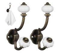 2 Pcs Double Coat Hook Vintage Zinc Alloy Wall Mounted for Garments | Golden Finish, Corrosion Resistant and Rust Resistant, Strong Bearing Capacity, for Living Room Cabinet Use
