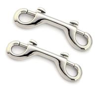 2 Pcs Double Ended Bolt Snap Hooks, Zinc Alloy Nickel Plated Trigger Clips, Heavy Duty Dual End Clasps for Dog Leashes, Diving, Key Chains, Horse Tack & Pet Supplies, Silver