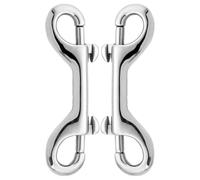 2 Pcs Double Ended Lead for Dogs, Bolt Snap Hooks Zinc Alloy Double End Clip Silver Diving Clip Trigger Snaps for Diving Dog Leash Key Chain Horse Tack Pet Feed Buckets