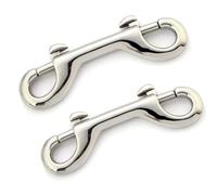 2 Pcs Double Ended Lead for Dogs, Bolt Snap Hooks Zinc Alloy Double End Clip Silver Diving Clip Trigger Snaps for Diving Dog Leash Key Chain Horse Tack Pet Feed Buckets