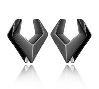 2 Pcs Double Flare Surgical Steel Ear Plugs 8-25mm - Saddle Shape CZ Diamond Ear Expander for Stretching, European American Style Body Jewelry(Black,14mm (9/16"))