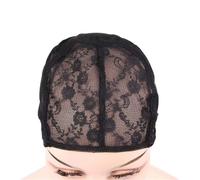 2 Pcs Double Lace Wig Caps with Adjustable Straps Swiss LaceHairnet on the Back for Making Wigs(Black,Medium)