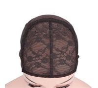 2 Pcs Double Lace Wig Caps with Adjustable Straps Swiss LaceHairnet on the Back for Making Wigs(Dark brown,Large)