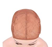 2 Pcs Double Lace Wig Caps with Adjustable Straps Swiss LaceHairnet on the Back for Making Wigs(Light brown,Small)