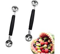 2 PCS Double Sided Melon Baller, Round Melon Balls Fruit Baller Scoop Melon Baller Scoop, Stainless Steel Fruit Scoop and Carving Tool for Melons Fruit Garnishes Ice Cream, with Fruit Forks