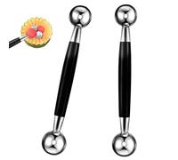 2 PCS Double Sided Melon Baller, Round Melon Balls Fruit Baller Scoop Melon Baller Scoop Stainless Steel Melon Baller Melon Scoop Double Scoop Ice Cream Cone Double Dessert Scoop for Fruit Ice Cream