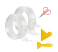 2 PCS Double Sided Tape Heavy Duty, Strong Nano Mounting Tape Extra Large, Caulk Strip Tape Clear, Waterproof Sealing Tape with Sealing Tool and Scissor for Kitchen Cooktop Sink Bathtub (3*200CM)