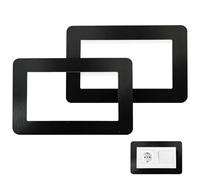 2 PCS Double Socket Surround - Black Acrylic Light Switch Surround Cover Plates, Self-Adhesive Square Shape Double Plug Socket Decorative Frame for Wall Sockets and Switches (15.5 × 7.5 cm)