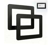 2 Pcs Double Socket Surround Cover Plate Black Acrylic Light Switch Surround Frame Wall Socket Decorative Faceplate Screw Fix No Drilling Replacement 14.6 x 8.6 cm