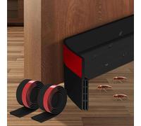2 Pcs Draft Stopper, Under Door Sweep for Exterior & Interior, Weather Stripping Door Seal, Garage Window Blocker Noise Insulation, Draft Guard 2" W x 39" L Black