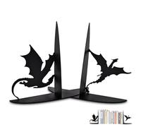 2 PCS Dragon Bookends, Iron Material Book Ends for Shelves, Bookshelf Accessories with Dragon Designs, Book Stopper for Home, Office, Library, Bookshelf, Books Gift, Books Lovers Gifts