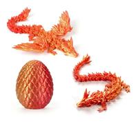 2 PCS Dragon Egg, 3D Dragon Eggs with Dragon Inside, Fantasy Play and Stress Relief, 13cm Red Egg with 30cm and 22cm Winged Crystal Dragons, Set for Collectors and Play Development