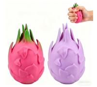 2 PCS Dragon Fruit Squishy, Fruit Squishy for Stress Relief and Focus Enhancement, Portable Design for Office Desk and Home Study Environments, Items with Red and Color Changing Varieties