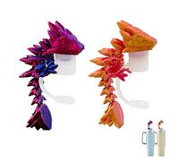 2 Pcs Dragon Straw Cover Cap Reusable Food Grade Silicone Straw Covers with 3D Printed Dragon 10mm Dust-Proof Straw Topper Compatible with Stanley 30 & 40oz Straw Cup Straw Covers for Stanley Cup