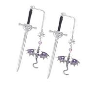 2 Pcs Dragon Swords Page Marker Metal Bookmarks Creative Book Markers Fantasy Bookmarks Reading Supplies for Student Fantasy Dragon Metal Page Marker Reading Swords