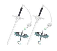 2 Pcs Dragon Swords Page Marker Metal Bookmarks Creative Book Markers Fantasy Bookmarks Reading Supplies for Student Fantasy Dragon Metal Page Marker Reading Swords