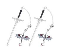 2 Pcs Dragon Swords Page Marker Metal Bookmarks Creative Book Markers Fantasy Bookmarks Reading Supplies for Student Fantasy Dragon Metal Page Marker Reading Swords