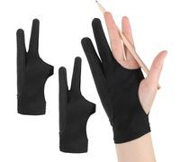 2 Pcs Drawing Glove Palm Rejection, Digital Drawing Glove, Right Left Hand, 3-Layer Palm Rejection, Fits Left and Right Hand, Two Finger Gloves for Painting Stylus Pen Pencil Sketching