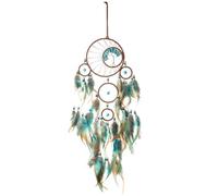 2 Pcs Dream Catcher Wall Decor, 31.5 in / 80 cm Blue Multi Ring Design, Bohemian Moon Phase Wall Hanging with Feathers, for Bedroom and Living Room, Mystical Gift