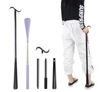 2 PCS Dressing Sticks with Shoe Horn with Sock Removal Tool, Extra Long Adjustable Dressing Aids, Convenient for Elderly and Seniors to Put On and Take Off Shoes and Clothes,27.95'',34.64''