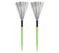 2 Pcs Drum Brush Instrument Supplies Maple Wood High-carbon Steel Cajon Stick Wire Brushes Compact Size Practicing Prop Green