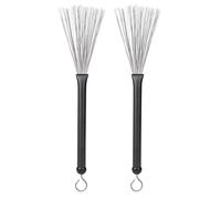 2 Pcs Drum Brush, Retractable Steel Wire Stick Brush for Jazz Drum Set, Metal Drum Brush with Adjustable Length and Hanging Ring Design, Perfect for Learners and Professional Drumm (M02513 black)
