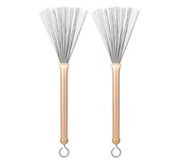 2 Pcs Drum Brush, Retractable Steel Wire Stick Brush for Jazz Drum Set, Metal Drum Brush with Adjustable Steel Rod and Hanging Ring, Comfortable Feel for Smooth Play, Perfect for L (M02511 gold)