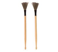 2 Pcs Drum Stick Brush with Retractable Wire Bristles, Wooden Handle Drum Brushes for Jazz Blues Rock Percussion, Portable Music Instrument Accessories