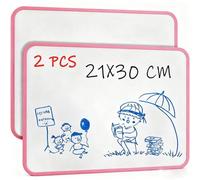 2 Pcs Dry Erase Whiteboards, A4 Size Small Double Sided White Boards, No Magnetic, Suitable for School Home Office Classroom Kids Children Students Drawing Writing - 30x21 cm Pink Border