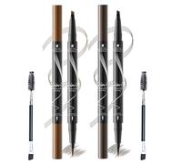 2 PCS Dual-Ended Brow Pen for 3D Natural Look, Microblading Eyebrow Pencil Features Ultra-Fine Strokes, Waterproof, Long-Lasting Formula for Flawless Brows, Suitable for All-Day Wear, Dark Light Brown