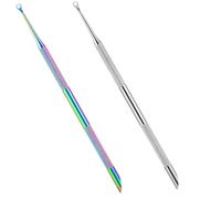 2 PCS Dual Ended Cuticle Remover, Pre-treatment Cuticle Pusher with Loop Cuticles Pusher Removing, Stainless Steel Prep Nail Pushers, Nail Art Care Tools for Fingernails Toenails Manicure Pedicure