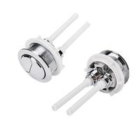 2 Pcs Dual Push Button Toilet Flush Button with Four Rods for 38 mm Toilet Closestool Cistern Replacement Accessories (Silver)