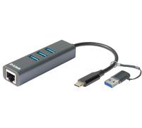 2 pcs - DUB-2332 D-Link 5 Port USB Ethernet Adapter USB C RJ45 to USB C 5000Mbit