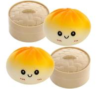 2 PCS Dumpling Squishy Desktop Decorations, Glitter Dumpling Squishy Desktop Decorations, 8.5cm*5cm with Bamboo Steamer, Ideal for Adding a Touch of Whimsy to Office Desks, Shelves, Or Home Displays