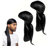 2 PCS Durag for Men, 100cm Extra Long Hairband Durags for 360 Waves, Premium Breathable Pirate Headwraps Cap for Men Women, Soft Turban Bandana Hair Accessories for Braids, Locs & Hip-hop Style