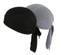 2 Pcs Durags for Men, Cooling Do Rags Sports Quick Drying Sweat Wicking Head Wrap for Running Cycling Motorcycle, Black and Gray