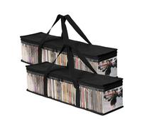 2 pcs DVD Storage Bags,Media Organizer Bag for DVDs, CDs, Blu Ray Disc, Movie Cases, VHS Box, Video Game Disks, Clear Plastic Holders with Carrying Handles and Zipper - Black