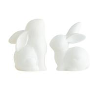 2 PCS Easter Ceramic Rabbit Figurine, Cute Porcelain Easter Bunny Modern Art Home Decor for Spring Party Tabletop Ornament Decorations (White)