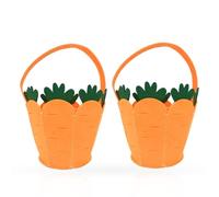 2 Pcs Easter Egg Hunt Baskets for Kids,Carrot Felt Basket with Handle,Child Party Craft Gift Basket-Spring Easter Egg Hunt Favour Holders with Bunny-Easter Gift Box,Arts Crafts for Kids Sweets Treats