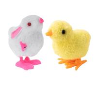 2 PCS Easter Jumping Chick Bunny Wind Up Toys for Kids, Hopping Bunny Toy Clockwork Jumping Chicken Toys for Kids, Fluffy Chicks Rabbit, Easter Egg Hunt Basket Filler Party Favors