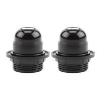 2 PCS Edison Screw E27 Lamp Holder, light Bulb Pendant Socket Black Bakelite with Shade Lampshade Ring and 10mm Threaded Entry for Table and Pendant Light Fittings