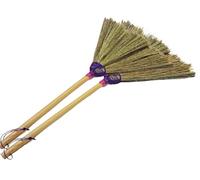 2 Pcs. Efficient Push Broom with Natural Grass Bristles and Bamboo Handle, size 30 cm (12 inches) - Perfect for Home, Kitchen, and Office Cleaning - Handcrafted in Thailand, HHT093-BRMX2