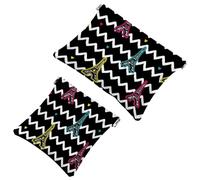 2 PCS Eiffel Tower Black White Wave Stripes Pocket Cosmetic Bag, Self-Closing Shrapnel Makeup Pouch, Portable No Zipper Mini Travel Make Up Bag for Coin Lipstick Cosmetics Earphones Jewelry Organizer