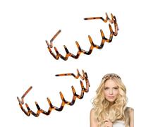 2 Pcs Elastic 90s Zig Zag Headband Tooth, Plastic Shark Tooth Headbands, Non-Slip Wavy Hair Comb for Women, Unisex Hair Ties Accessories (yellow)