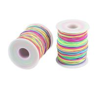 2 Pcs Elastic Cord, Beading Cords Threads, Rainbow Color Stretch String Cord, Fabric Crafting String for Bracelet, Jewelry, Necklace, Craft Making, Braided Hair Tie
