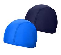 2 Pcs Elastic & Lightweight Swimming caps, Comfortable Fabric Swimming Hats for Women Men Kids and Adults, Unisex Nylon/Non-Slip Bathing Caps for Long Short Hair(Navy Blue+Lake Blue)