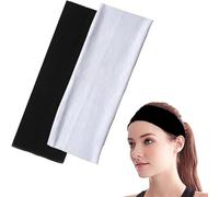 2 Pcs Elastic Sports Headband,Thick Yoga Headbands Women,5cm Wide Sports Headband,Elastic Sweat Headbands Women,Soft Fabric Stretchy Hair Bands,for Womens Makeup,Yoga,Running,Sport(White&Black)