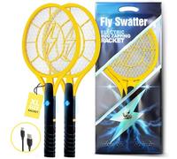 2 Pcs Electric Fly Swatters, Handheld Insect Zappers for Indoors and Outdoors - 4000-Volt Fly Swatter - Instant Insect and Mosquito Killer with Attracting LED Light